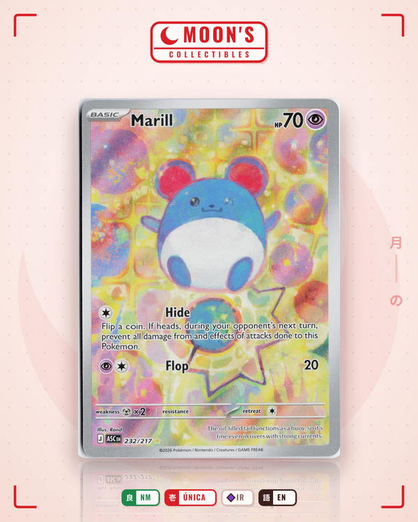 Carta Pokémon Marill · Ascended Heroes #232/217 (NM) — pieza única en Moon's Collectibles México