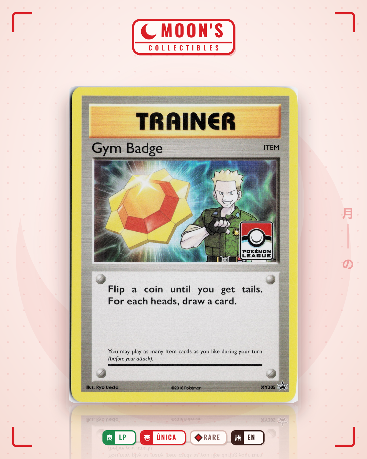 Carta Pokémon Gym Badge · XY Black Star Promos #XY205 (LP) — pieza única en Moon's Collectibles México