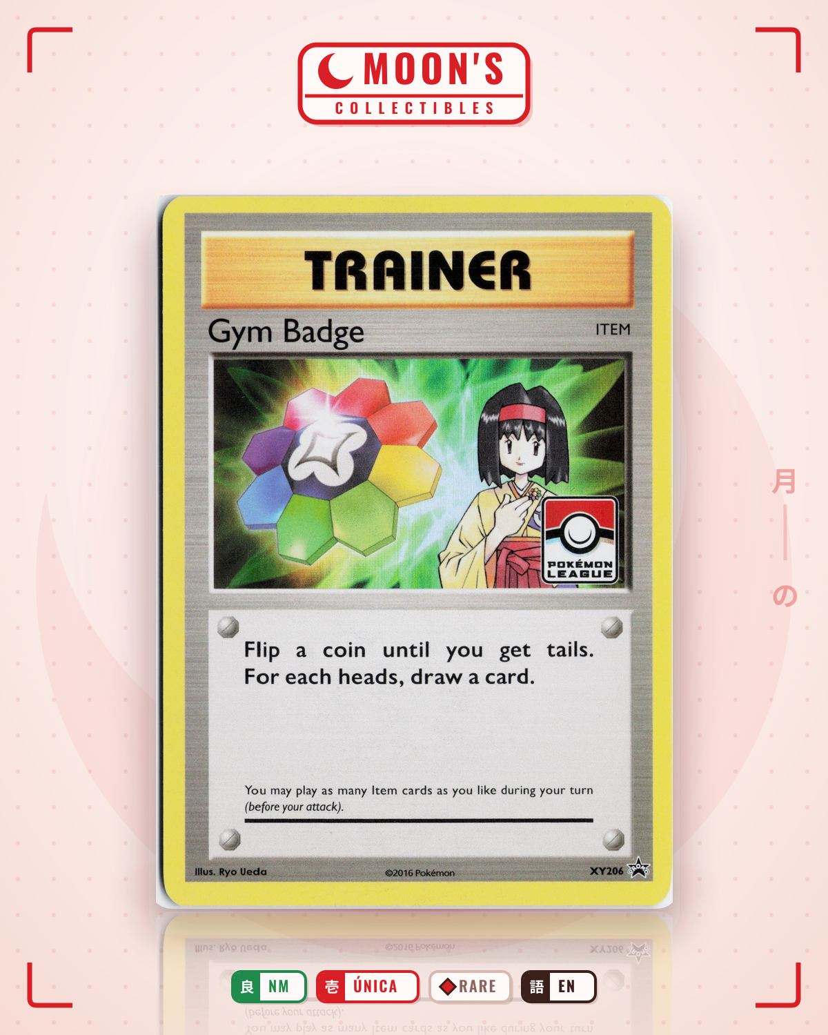 Carta Pokémon Gym Badge · XY Black Star Promos #XY206 (NM) — pieza única en Moon's Collectibles México