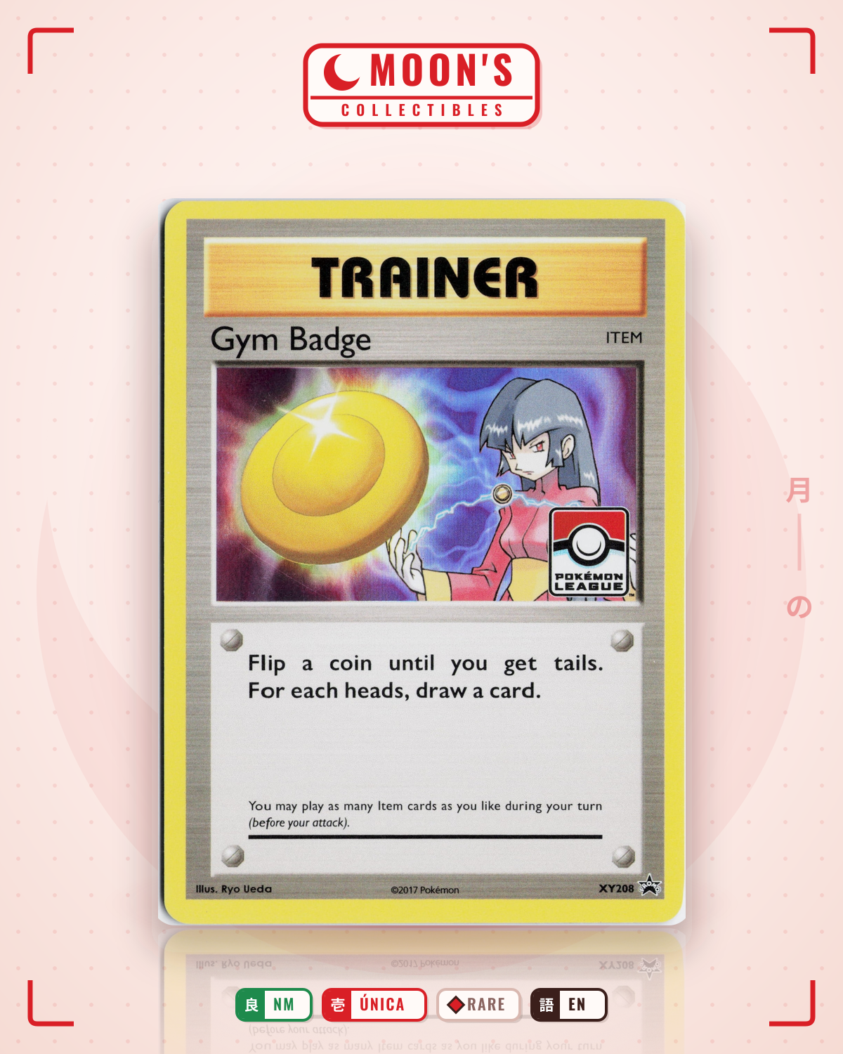 Carta Pokémon Gym Badge · XY Black Star Promos #XY208 (NM) — pieza única en Moon's Collectibles México