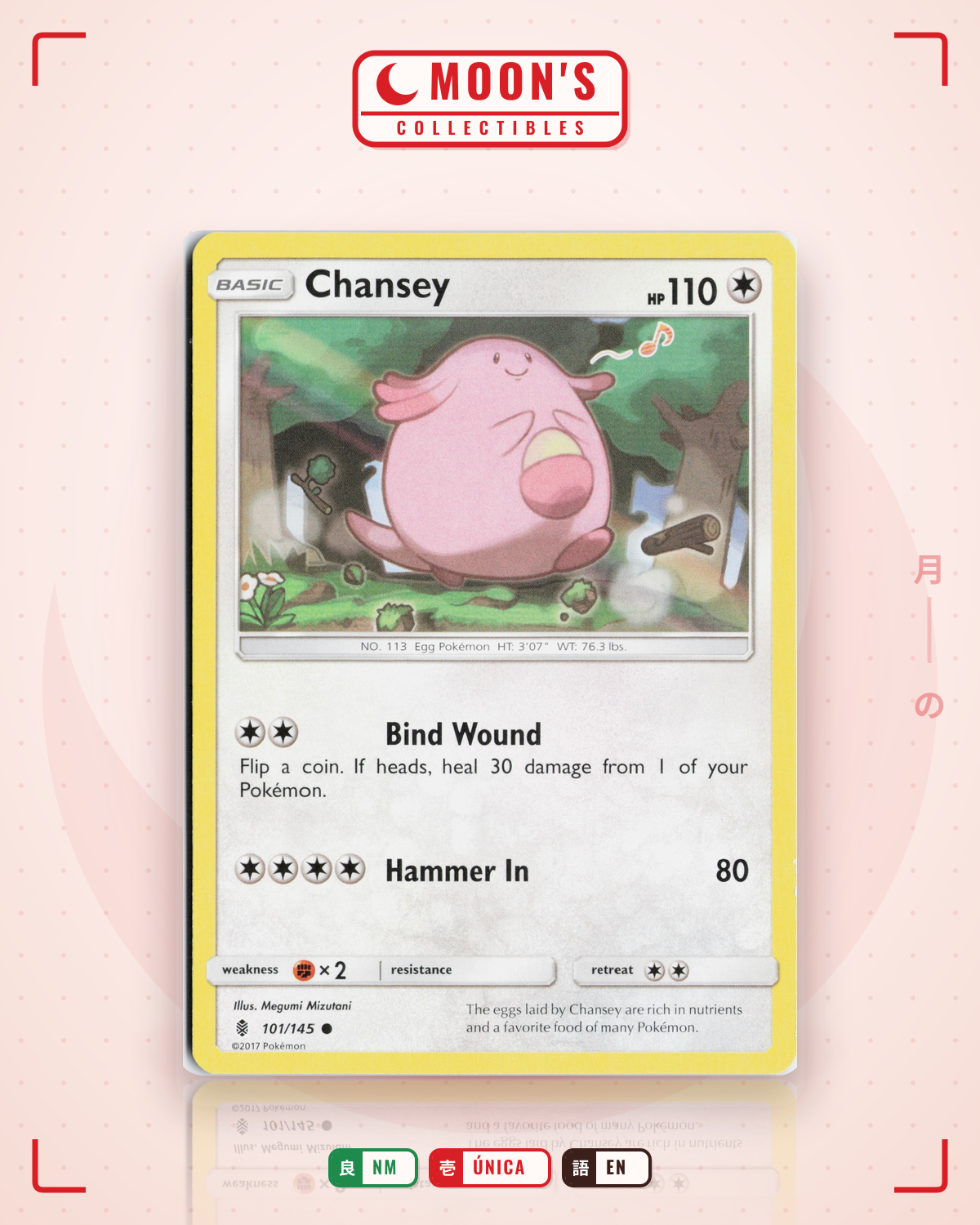 Carta Pokémon Chansey · Guardians Rising #101/145 (NM) — pieza única en Moon's Collectibles México