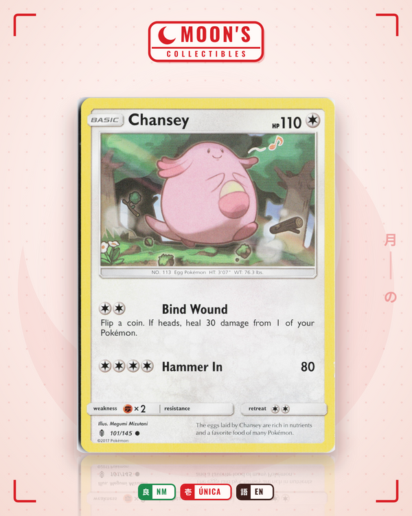 Carta Pokémon Chansey · Guardians Rising #101/145 (NM) — pieza única en Moon's Collectibles México