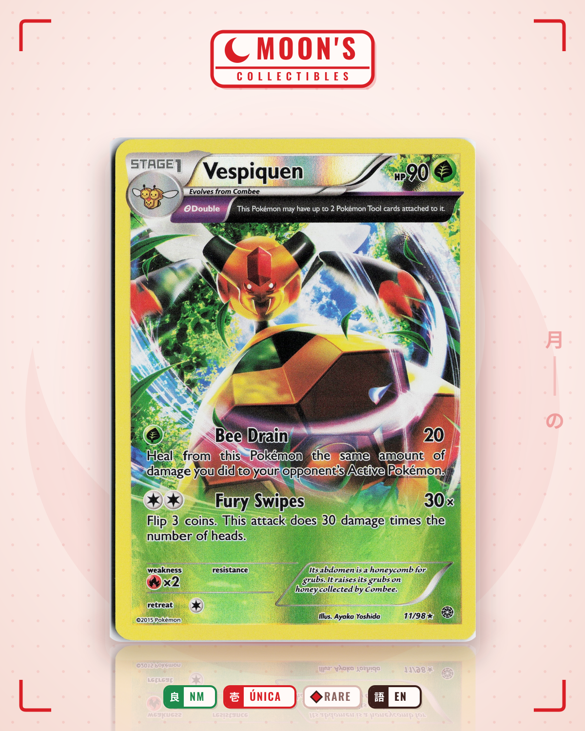 Carta Pokémon Vespiquen · Ancient Origins #11/98 (NM) — pieza única en Moon's Collectibles México