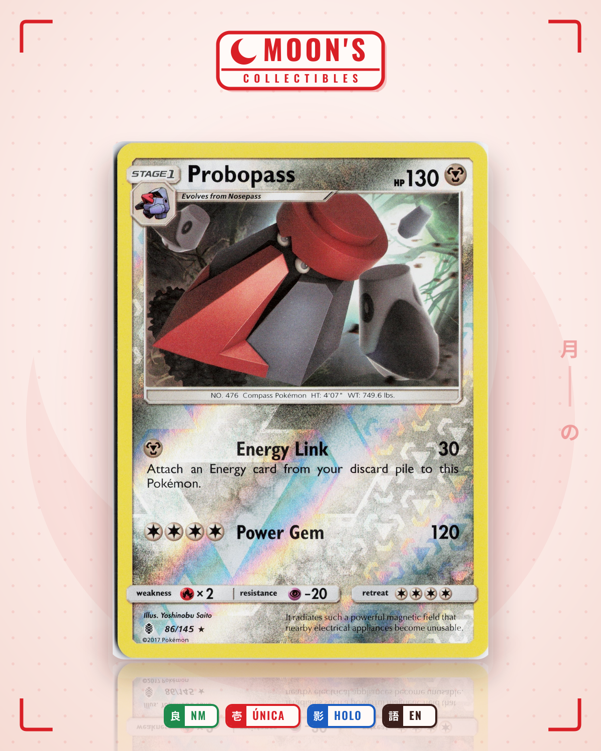 Carta Pokémon Probopass · Guardians Rising #86/145 (NM) — pieza única en Moon's Collectibles México