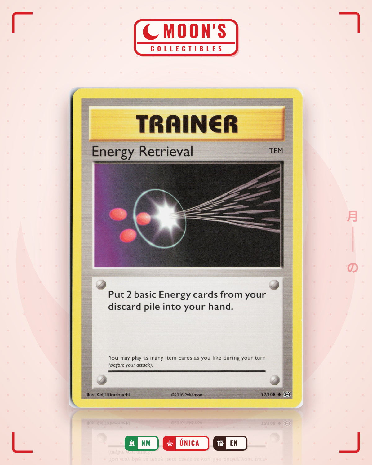 Carta Pokémon Energy Retrieval · Evolutions #77/108 (NM) — pieza única en Moon's Collectibles México