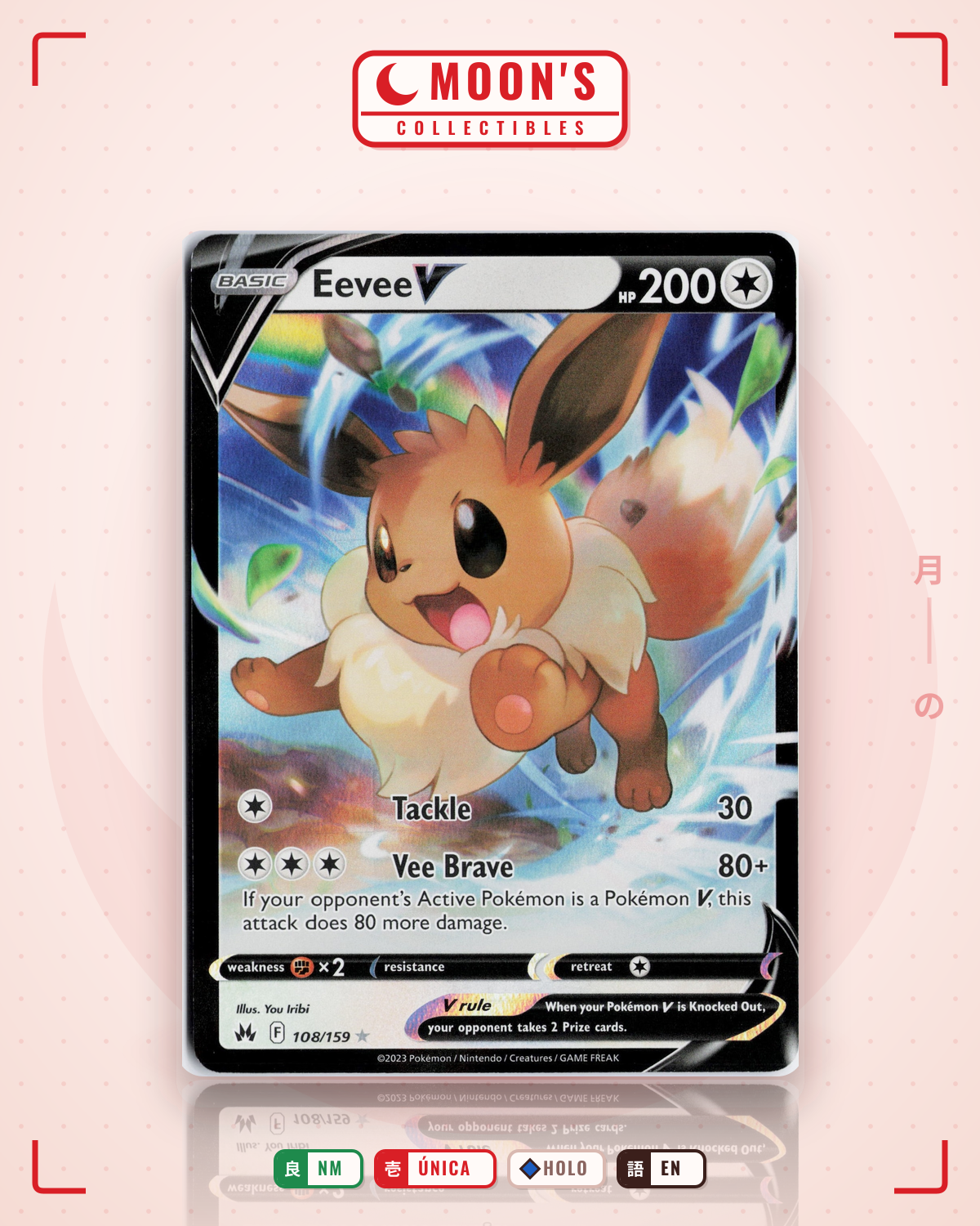 Carta Pokémon Eevee V · Crown Zenith #108/159 (NM) — pieza única en Moon's Collectibles México