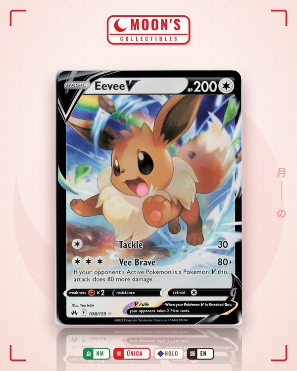 Carta Pokémon Eevee V · Crown Zenith #108/159 (NM) — pieza única en Moon's Collectibles México