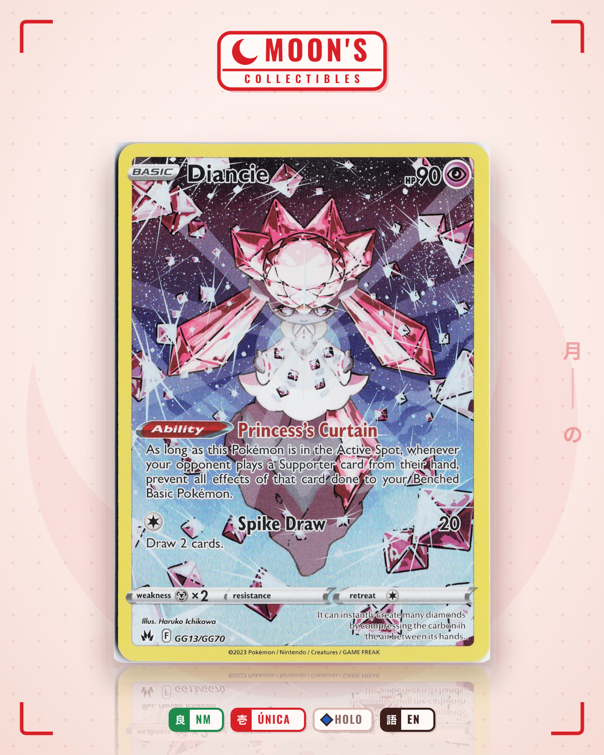 Carta Pokémon Diancie · Crown Zenith Galarian Gallery #GG13/GG70 (NM) — pieza única en Moon's Collectibles México