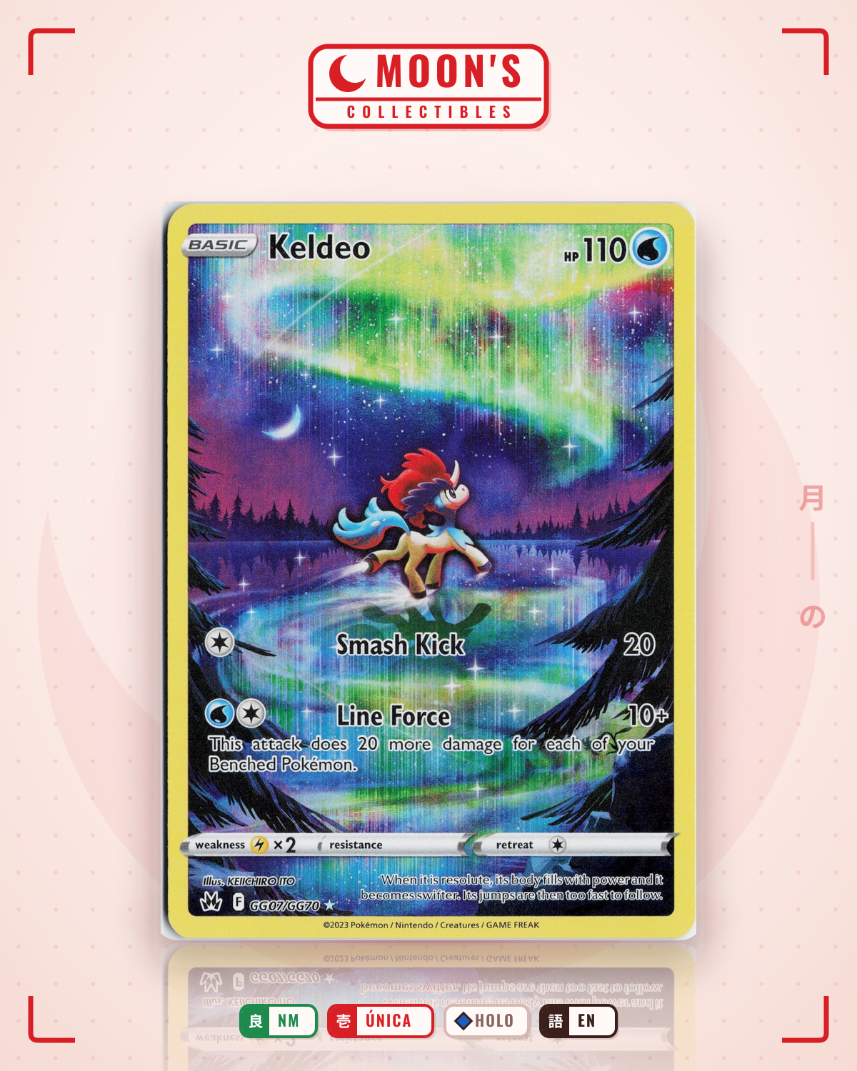 Carta Pokémon Keldeo · Crown Zenith Galarian Gallery #GG07/GG70 (NM) — pieza única en Moon's Collectibles México