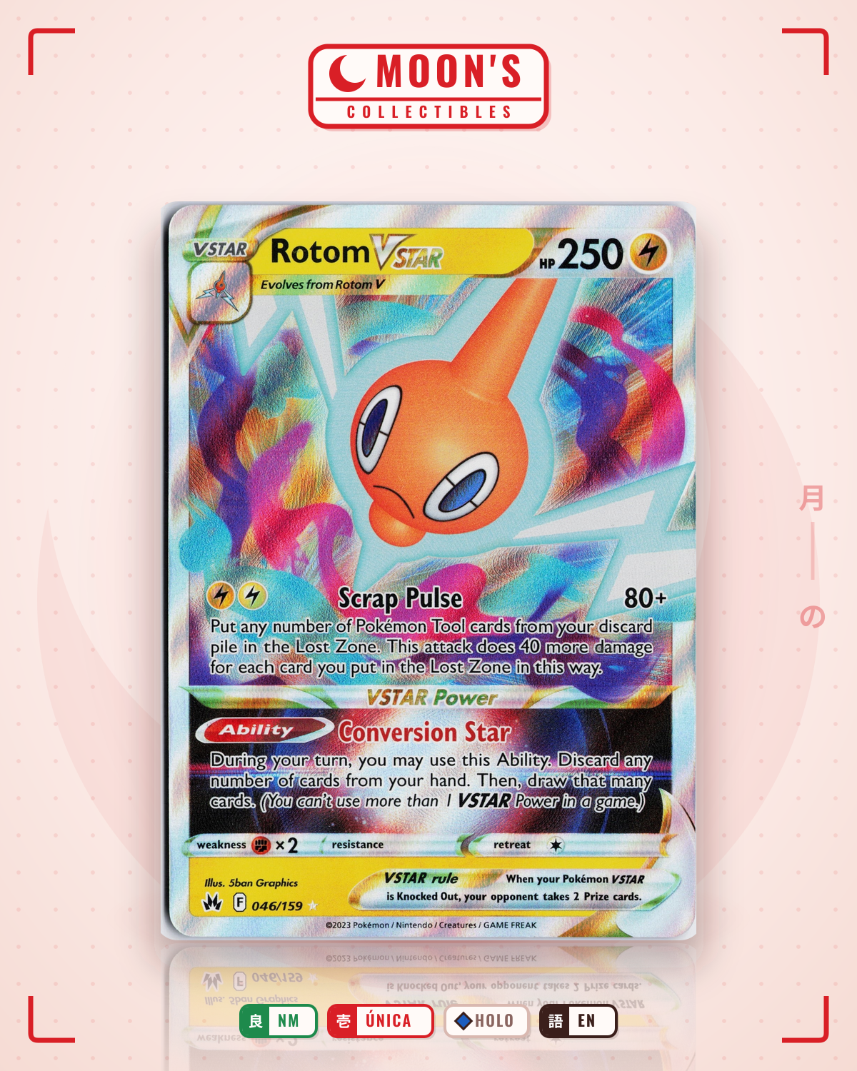 Carta Pokémon Rotom VSTAR · Crown Zenith #046/159 (NM) — pieza única en Moon's Collectibles México