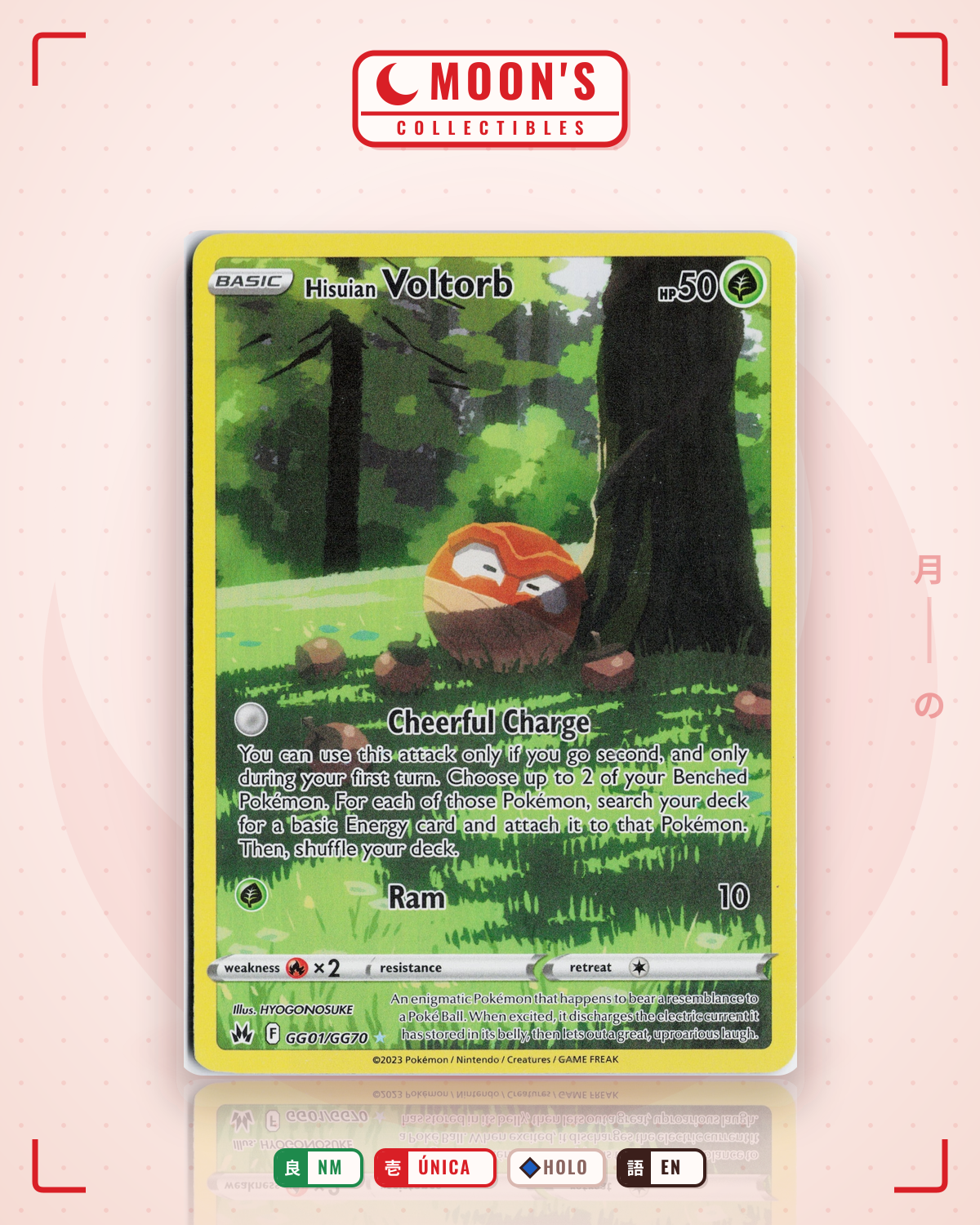 Carta Pokémon Hisuian Voltorb · Crown Zenith Galarian Gallery #GG01/GG70 (NM) — pieza única en Moon's Collectibles México