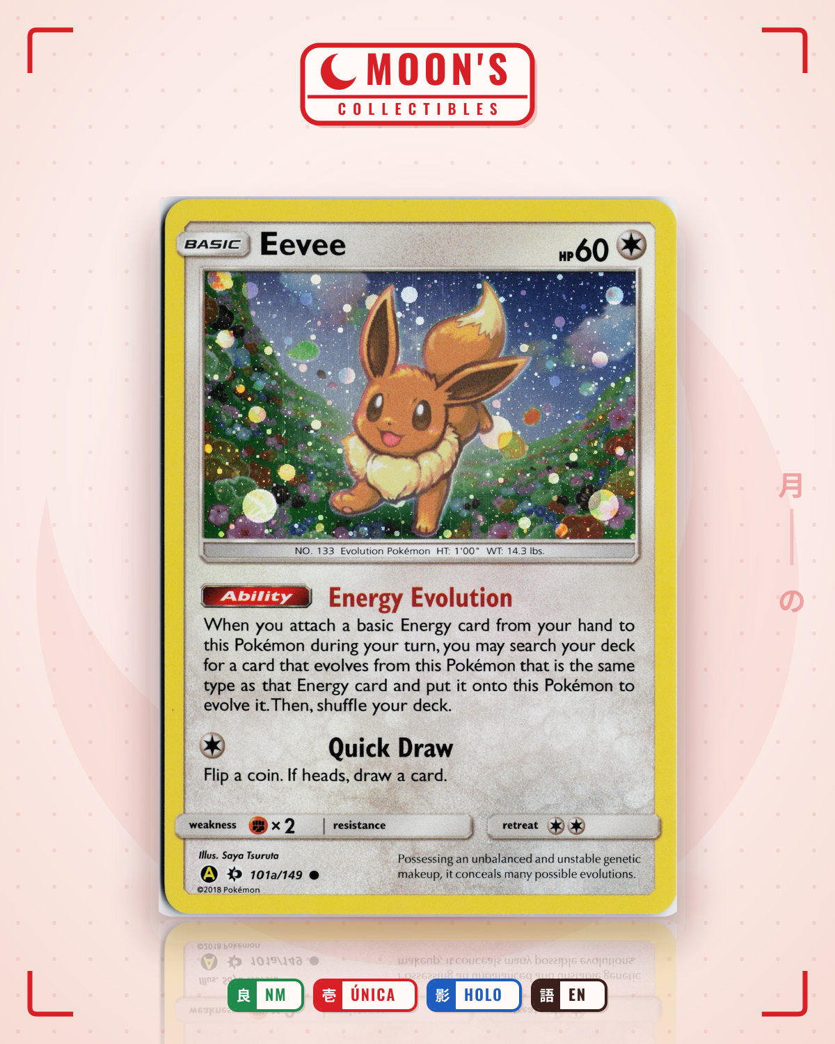 Carta Pokémon Eevee · Sun & Moon #101a/149 (NM) — pieza única en Moon's Collectibles México