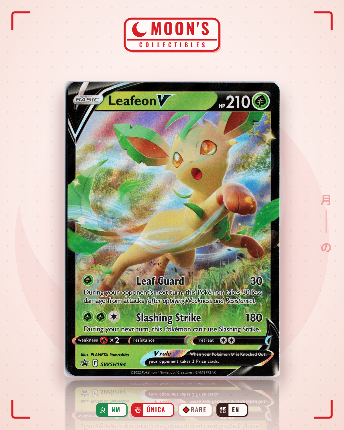 Carta Pokémon Leafeon V · SWSH Black Star Promos #SWSH194 (NM) — pieza única en Moon's Collectibles México