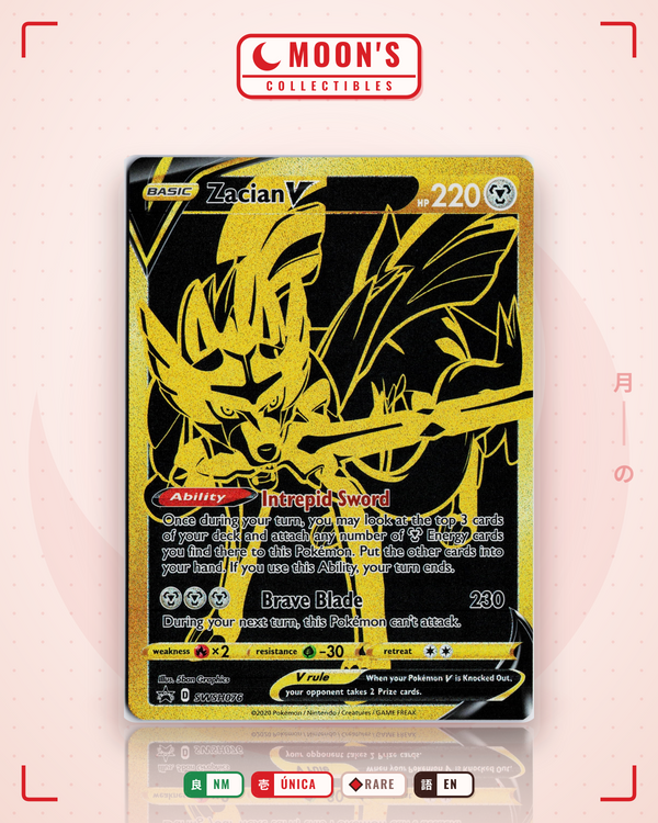 Carta Pokémon Zacian V · SWSH Black Star Promos #SWSH076 (NM) — pieza única en Moon's Collectibles México
