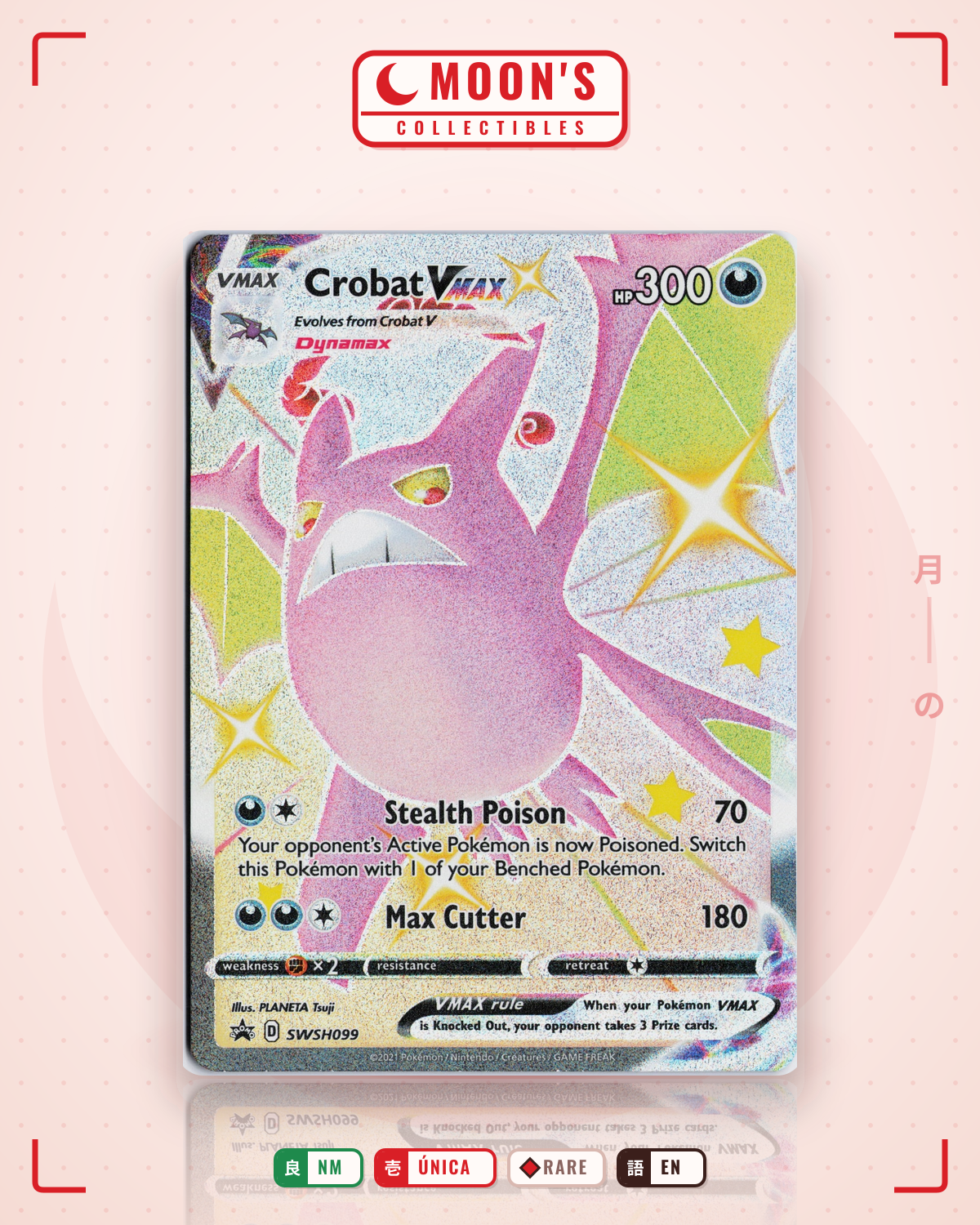 Carta Pokémon Crobat VMAX · SWSH Black Star Promos #SWSH099 (NM) — pieza única en Moon's Collectibles México