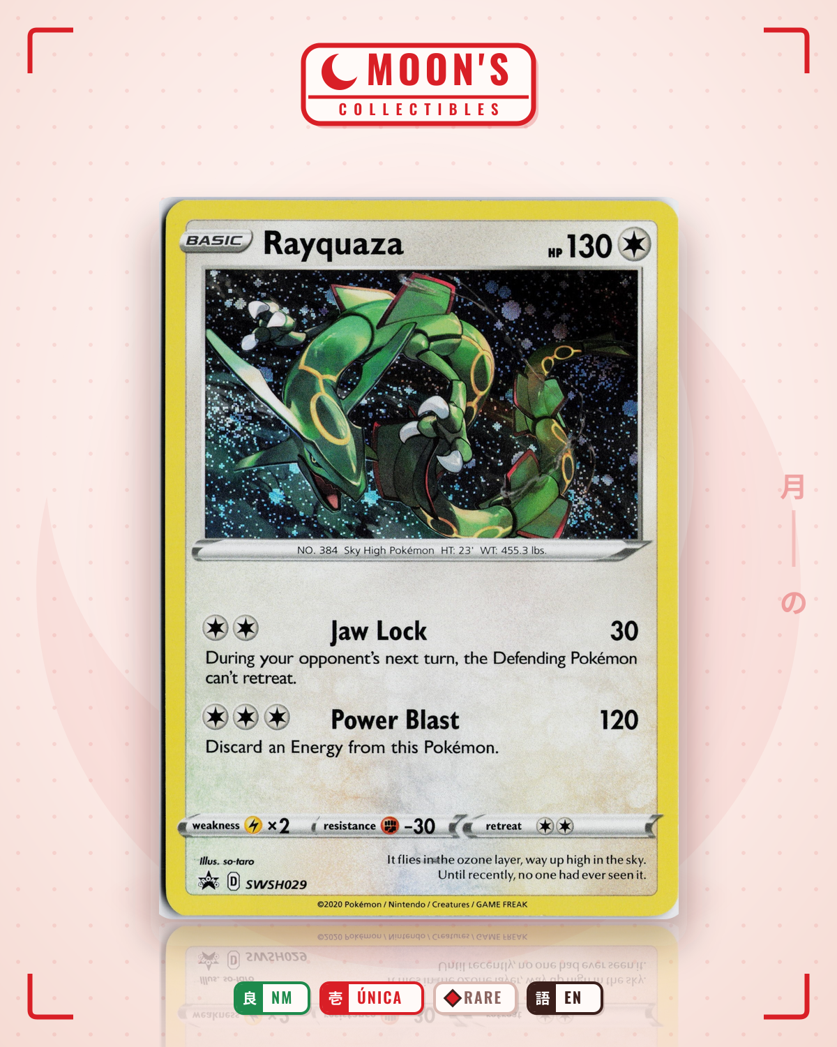 Carta Pokémon Rayquaza · SWSH Black Star Promos #SWSH029 (NM) — pieza única en Moon's Collectibles México