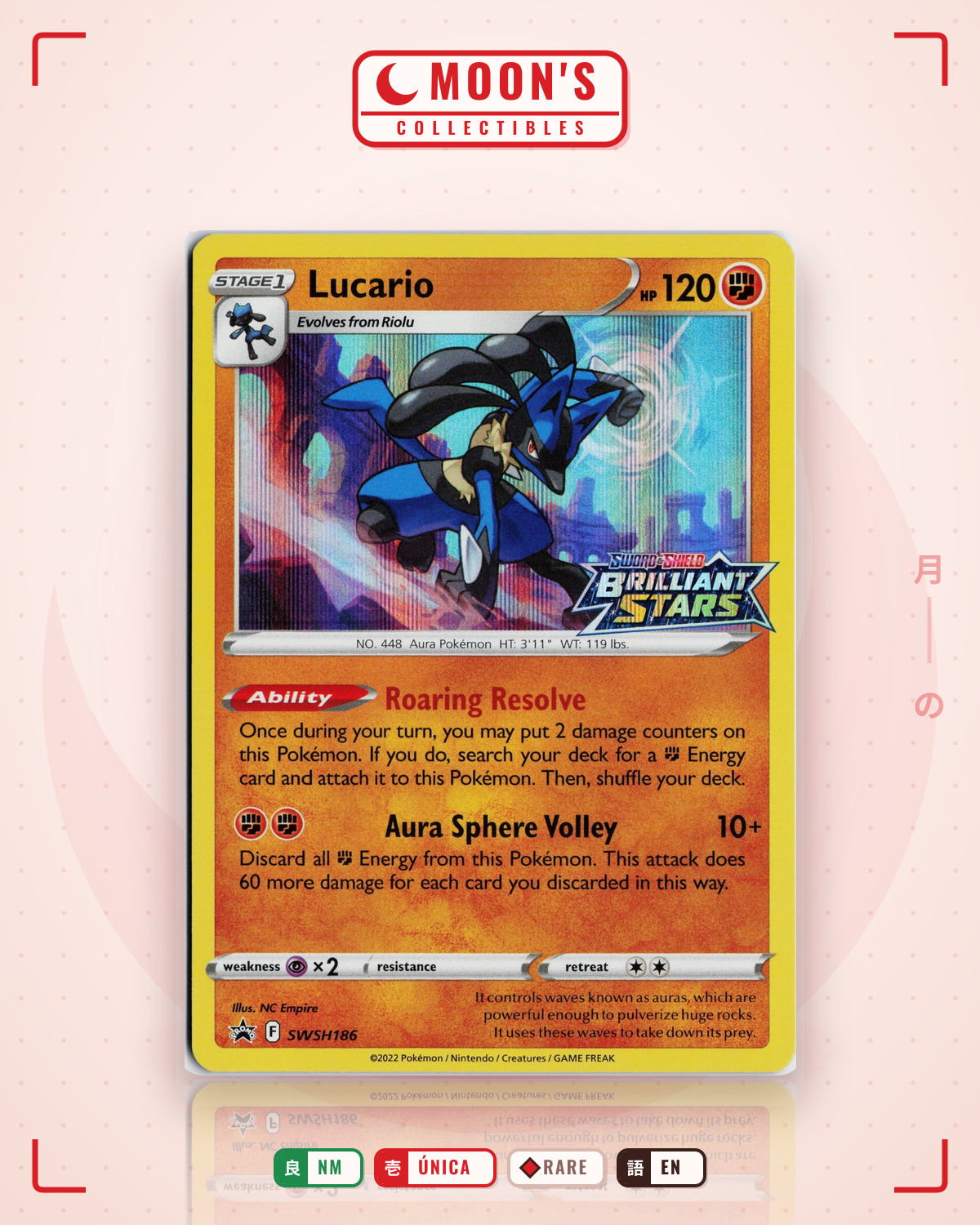 Carta Pokémon Lucario · SWSH Black Star Promos #SWSH186 (NM) — pieza única en Moon's Collectibles México