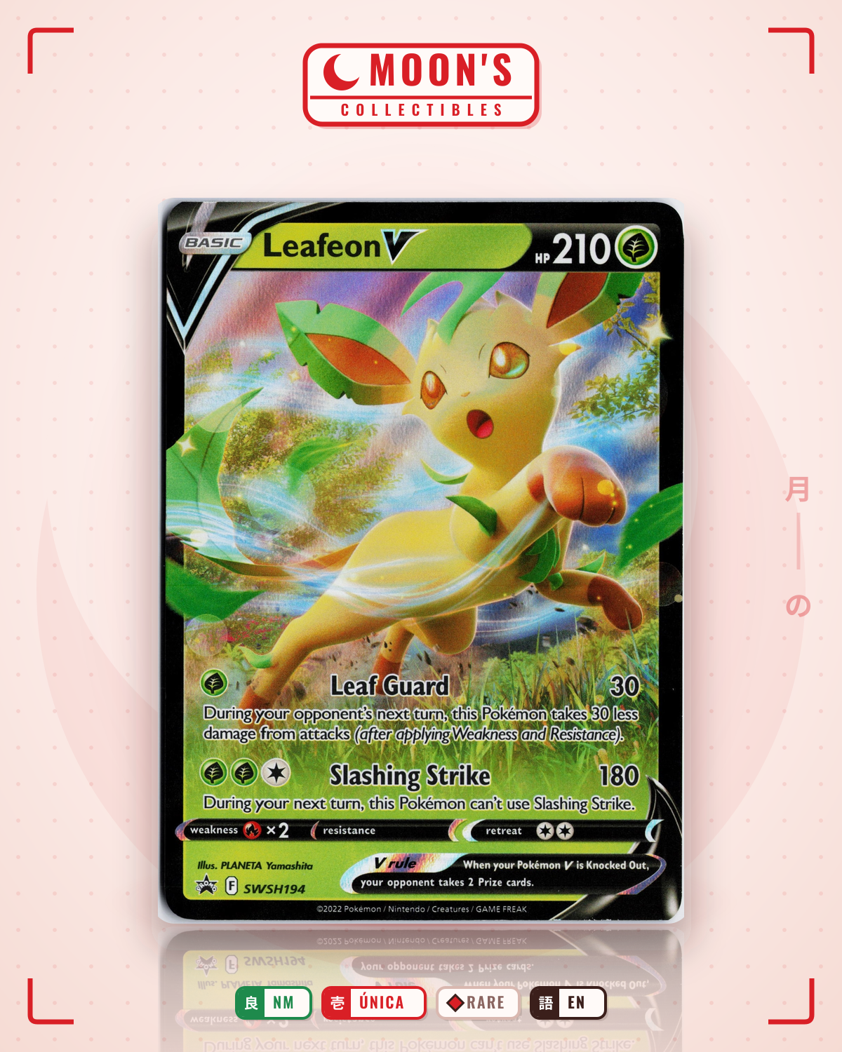 Carta Pokémon Leafeon V · SWSH Black Star Promos #SWSH194 (NM) — pieza única en Moon's Collectibles México