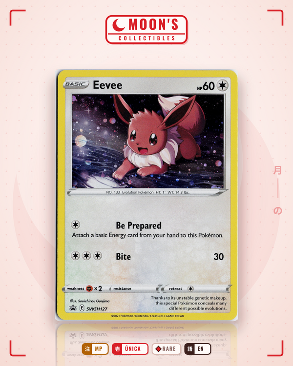 Carta Pokémon Eevee · SWSH Black Star Promos #SWSH127 (MP) — pieza única en Moon's Collectibles México