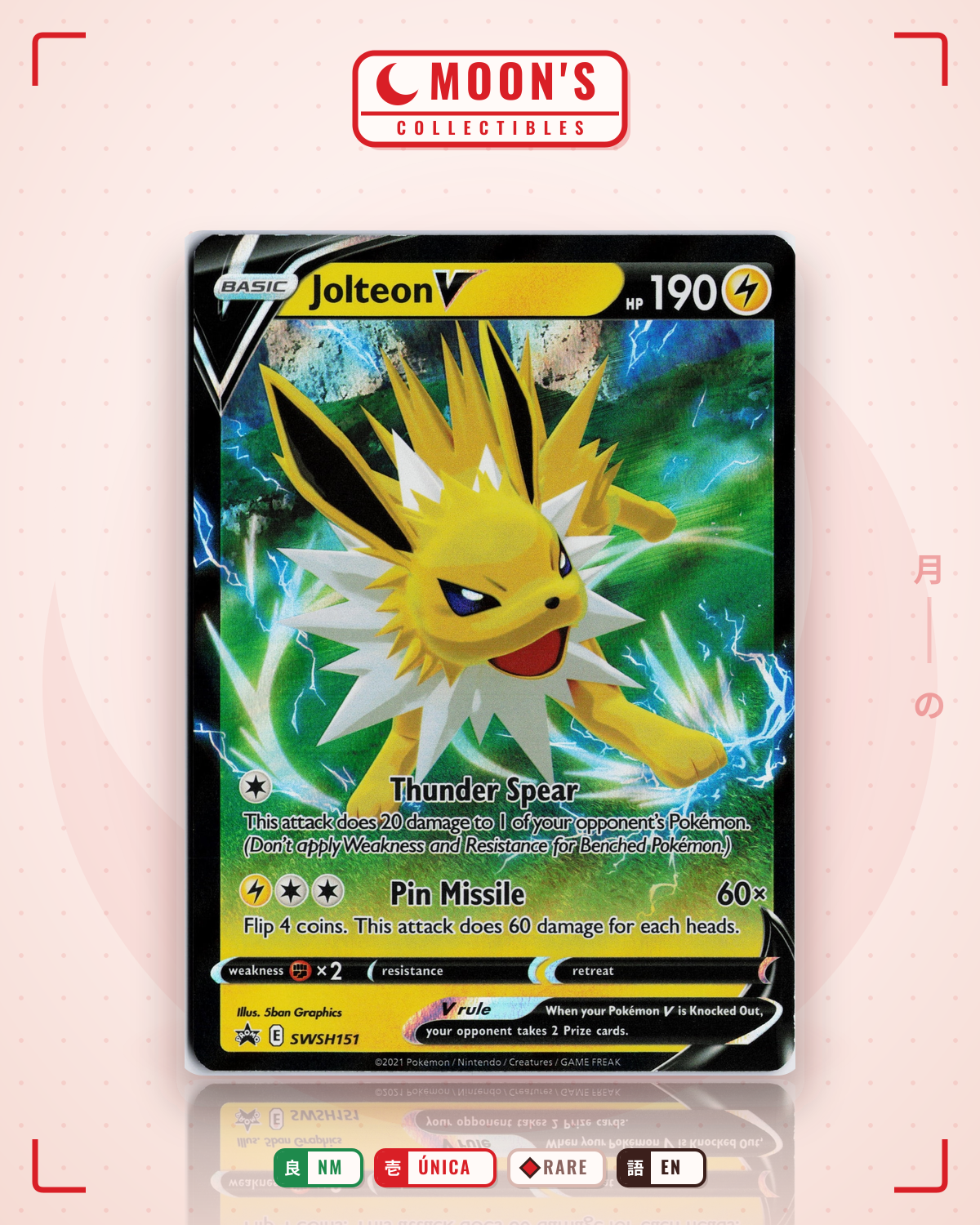 Carta Pokémon Jolteon V · SWSH Black Star Promos #SWSH151 (NM) — pieza única en Moon's Collectibles México