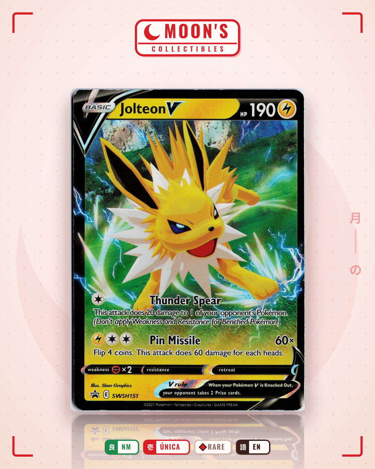 Carta Pokémon Jolteon V · SWSH Black Star Promos #SWSH151 (NM) — pieza única en Moon's Collectibles México