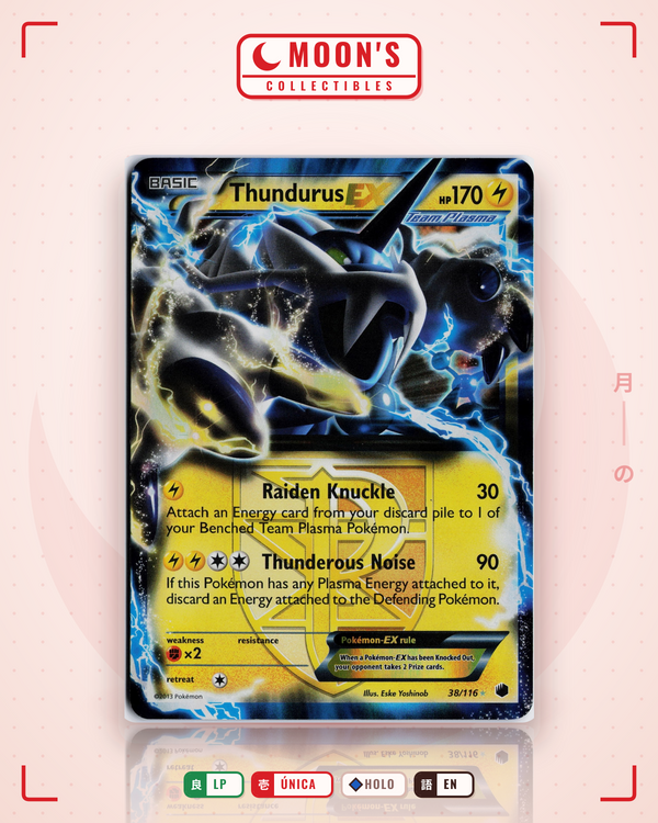 Carta Pokémon Thundurus-EX · Plasma Freeze #38/116 (LP) — pieza única en Moon's Collectibles México