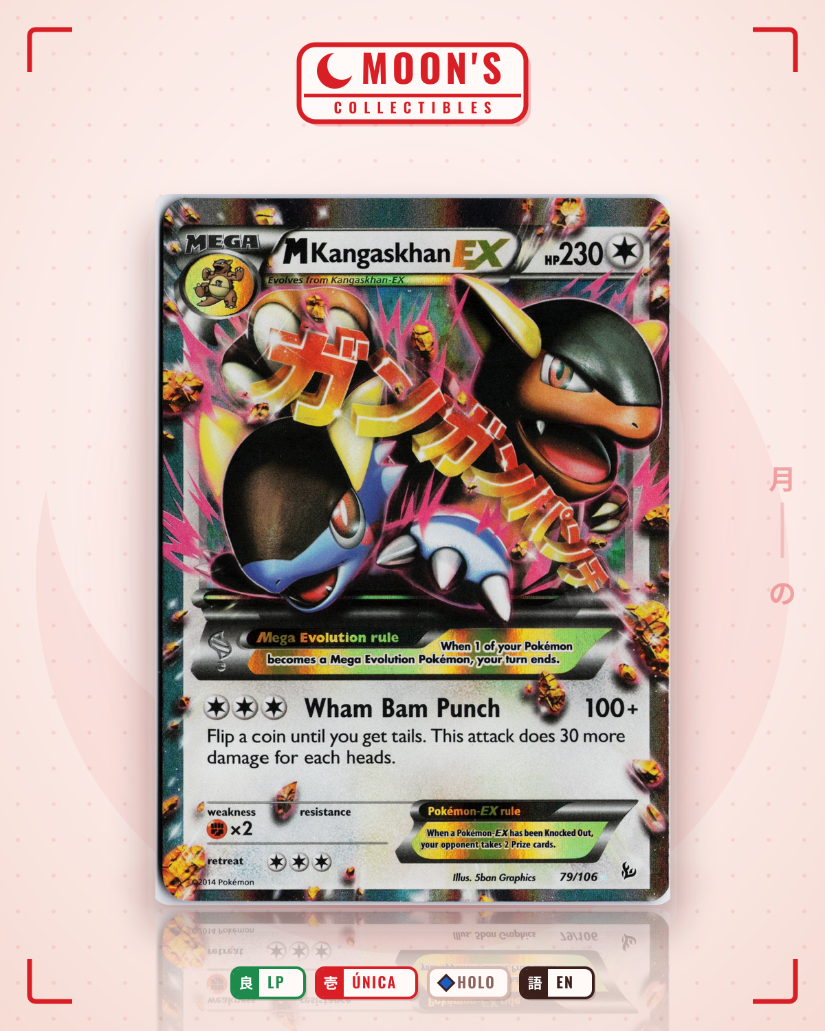 Carta Pokémon M Kangaskhan-EX · Flashfire #79/106 (LP) — pieza única en Moon's Collectibles México