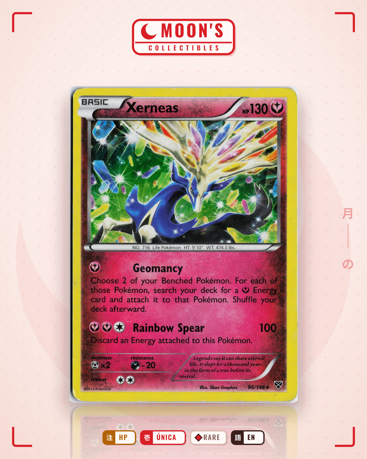 Carta Pokémon Xerneas · XY #96/146 (HP) — pieza única en Moon's Collectibles México