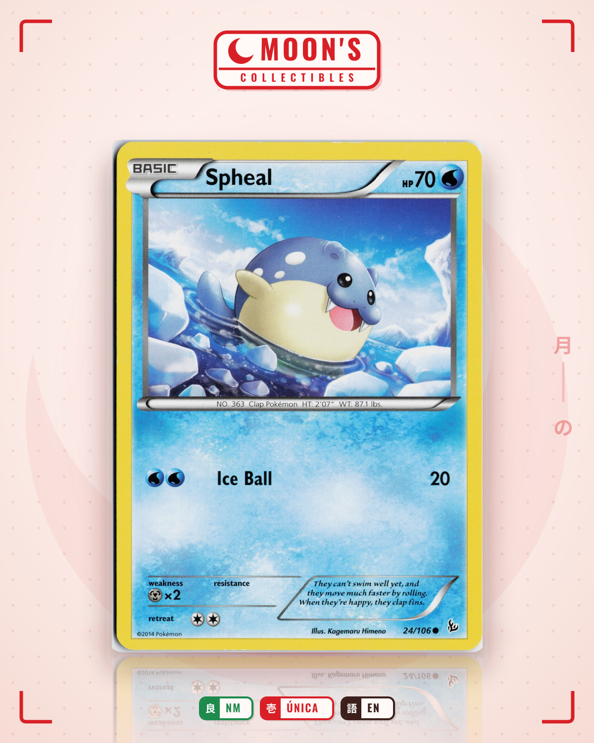 Carta Pokémon Spheal · Flashfire #24/106 (NM) — pieza única en Moon's Collectibles México