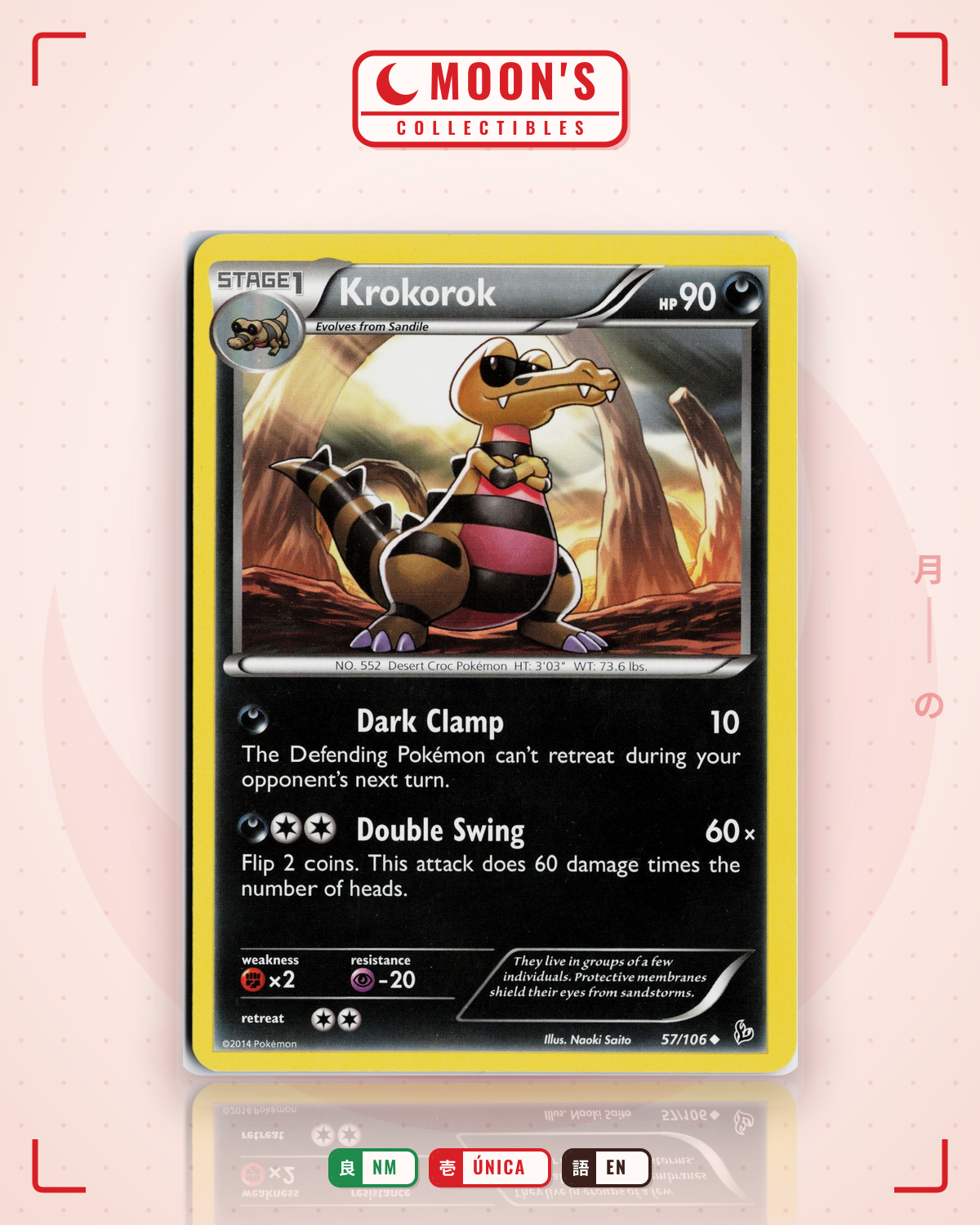 Carta Pokémon Krokorok · Flashfire #57/106 (NM) — pieza única en Moon's Collectibles México