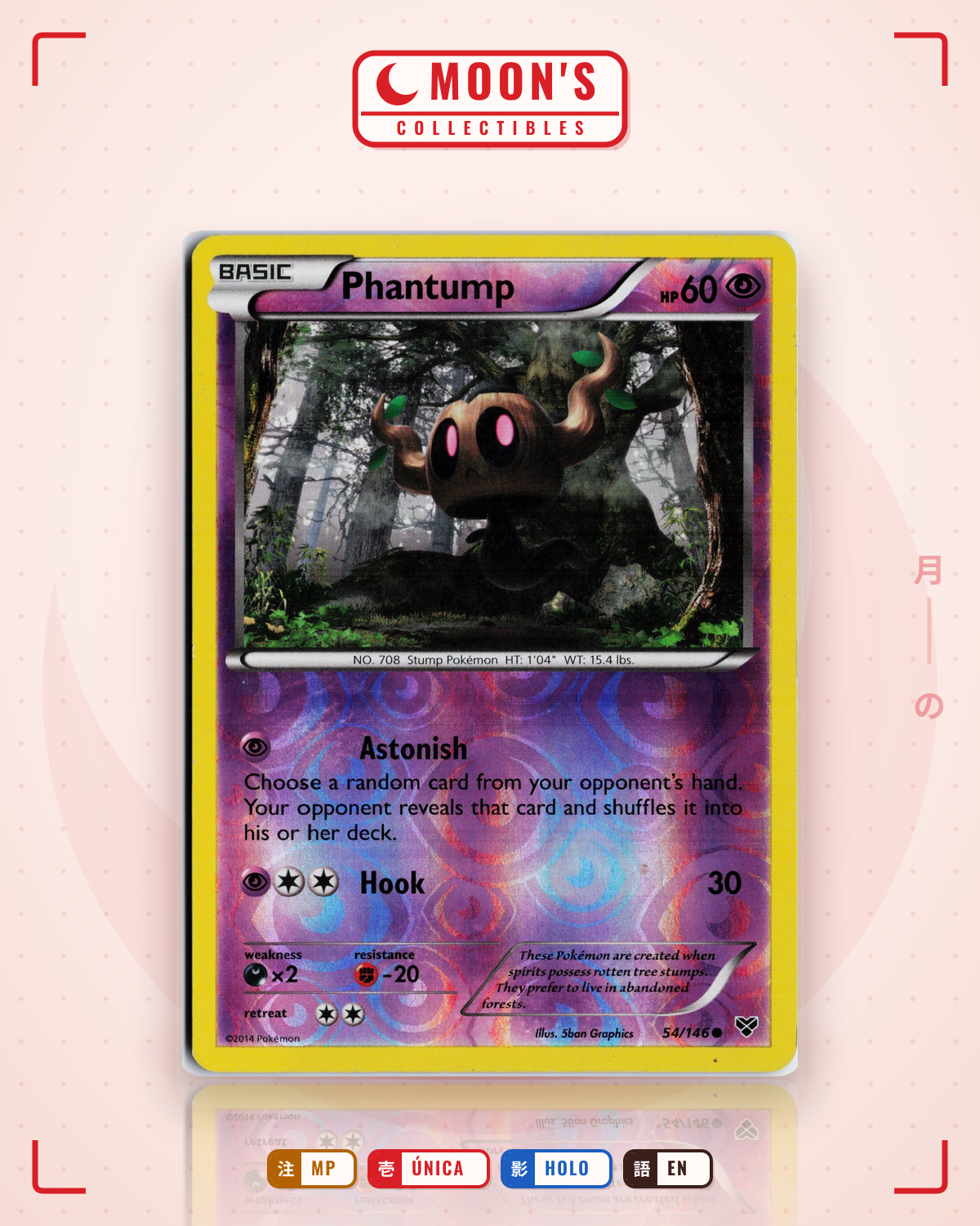 Carta Pokémon Phantump · XY #54/146 (MP) — pieza única en Moon's Collectibles México