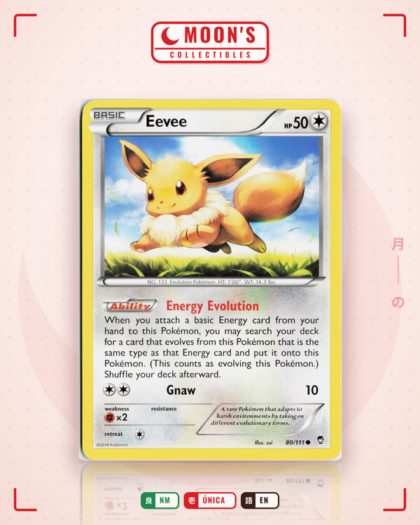 Carta Pokémon Eevee · Furious Fists #80/111 (NM) — pieza única en Moon's Collectibles México