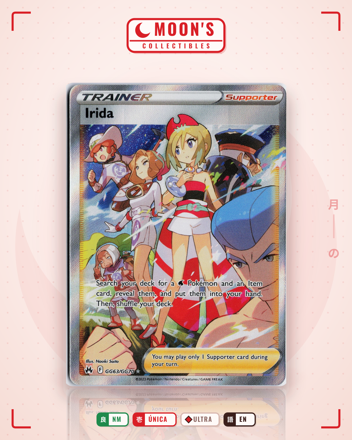 Carta Pokémon Irida · Crown Zenith Galarian Gallery #GG63/GG70 (NM) — pieza única en Moon's Collectibles México