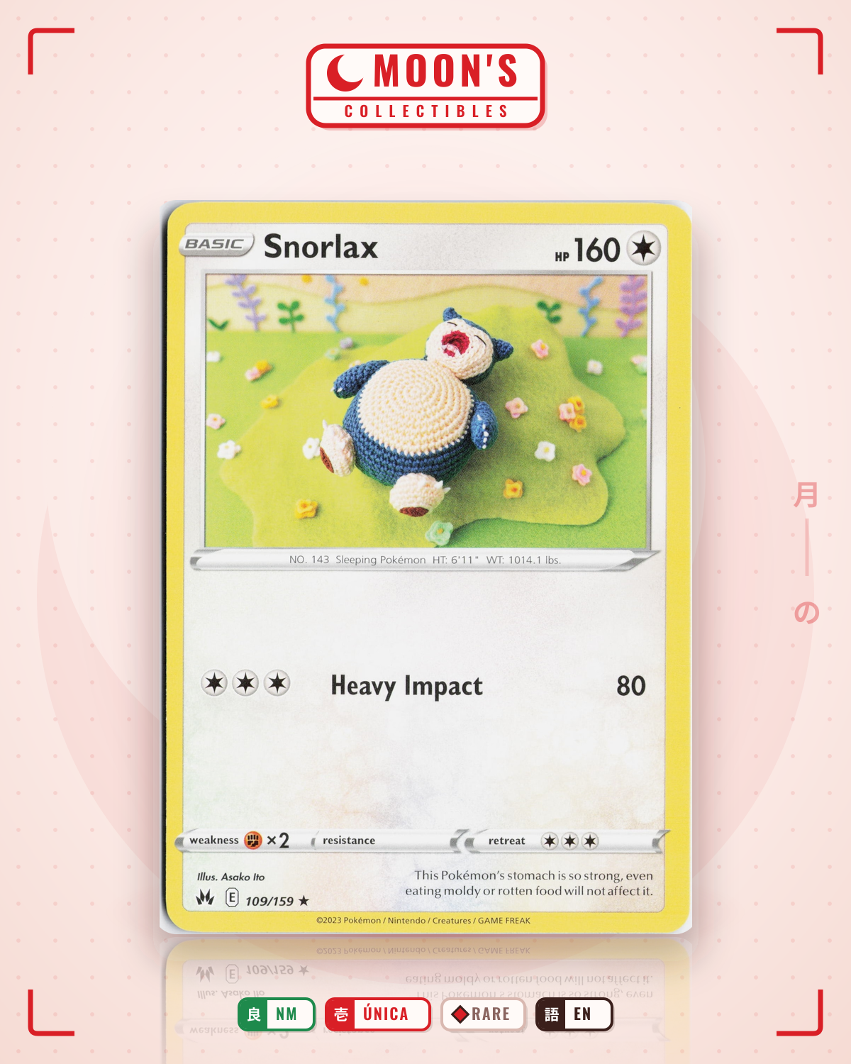 Carta Pokémon Snorlax · Crown Zenith #109/159 (NM) — pieza única en Moon's Collectibles México