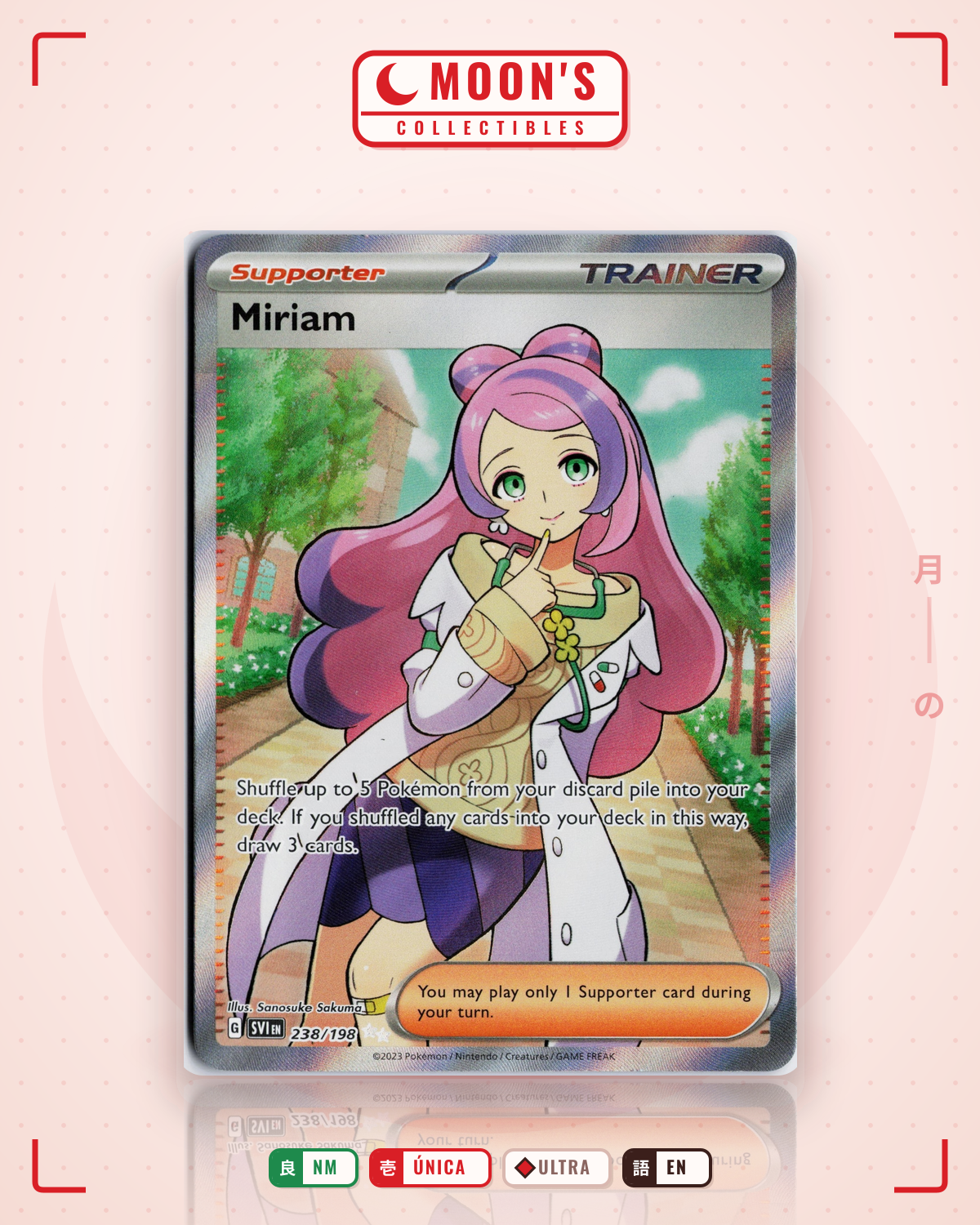 Carta Pokémon Miriam · Scarlet & Violet #238/198 (NM) — pieza única en Moon's Collectibles México
