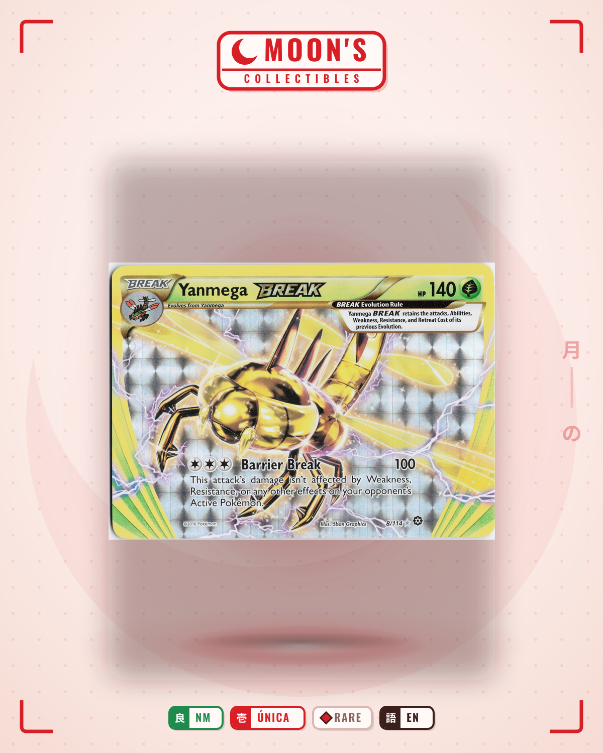 Carta Pokémon Yanmega BREAK · Steam Siege #8/114 (NM) — pieza única en Moon's Collectibles México