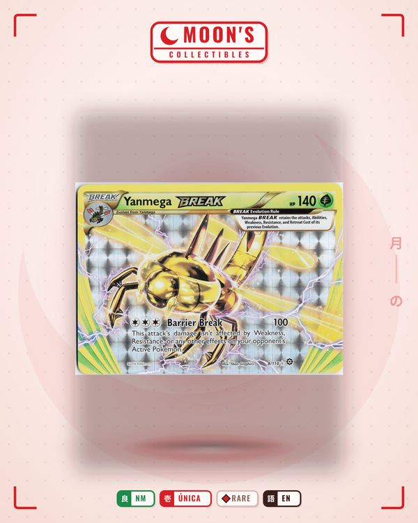 Carta Pokémon Yanmega BREAK · Steam Siege #8/114 (NM) — pieza única en Moon's Collectibles México