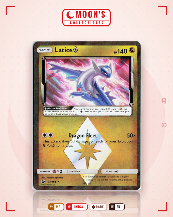 Carta Pokémon Latios ◇ · Celestial Storm #108/168 (MP) — pieza única en Moon's Collectibles México