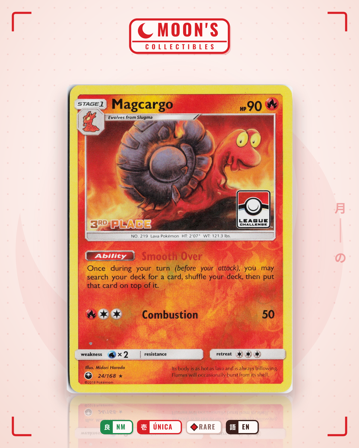 Carta Pokémon Magcargo · Celestial Storm #24/168 (NM) — pieza única en Moon's Collectibles México