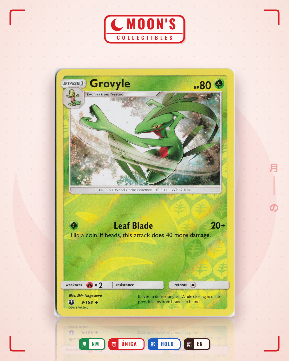 Carta Pokémon Grovyle · Celestial Storm #9/168 (NM) — pieza única en Moon's Collectibles México