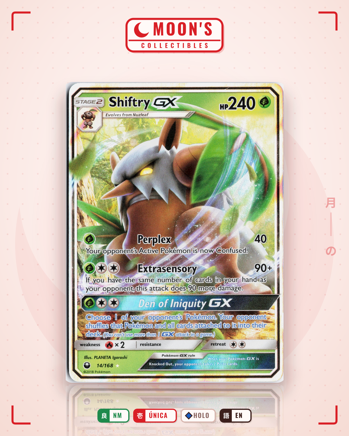 Carta Pokémon Shiftry-GX · Celestial Storm #14/168 (NM) — pieza única en Moon's Collectibles México