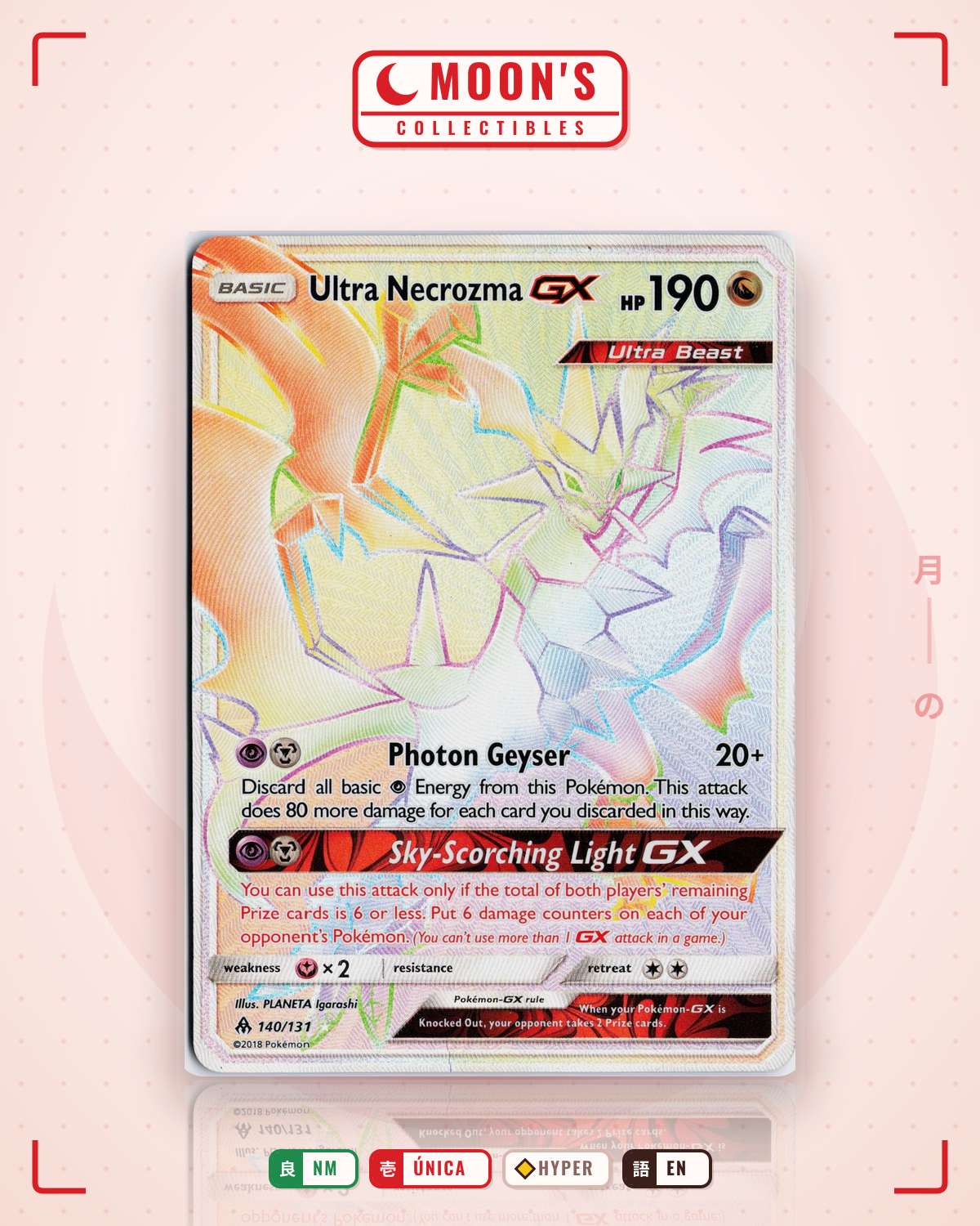 Carta Pokémon Ultra Necrozma-GX · Forbidden Light #140/131 (NM) — pieza única en Moon's Collectibles México