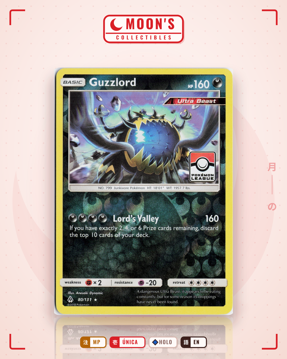 Carta Pokémon Guzzlord · Forbidden Light #80/131 (MP) — pieza única en Moon's Collectibles México
