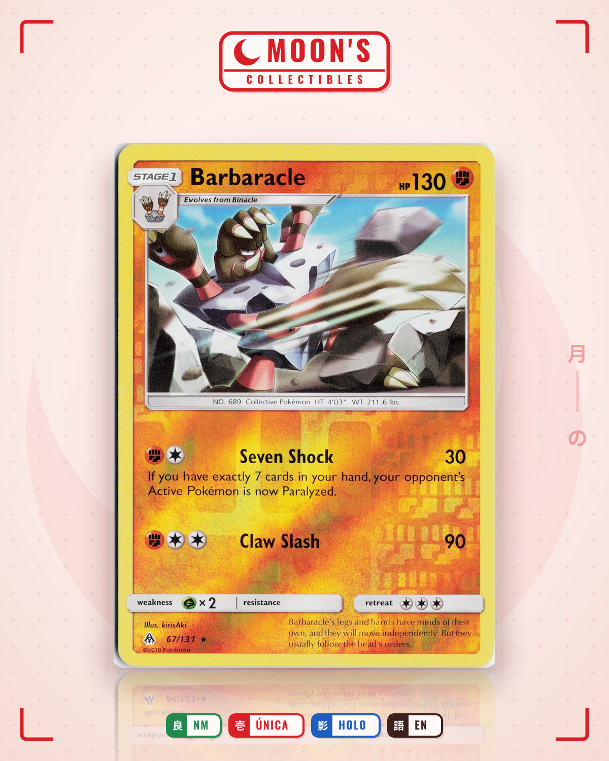Carta Pokémon Barbaracle · Forbidden Light #67/131 (NM) — pieza única en Moon's Collectibles México