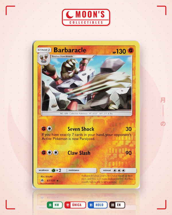 Carta Pokémon Barbaracle · Forbidden Light #67/131 (NM) — pieza única en Moon's Collectibles México