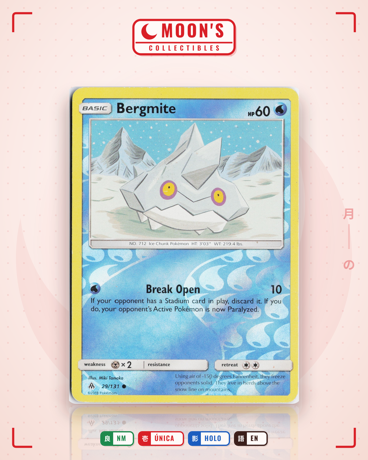 Carta Pokémon Bergmite · Forbidden Light #29/131 (NM) — pieza única en Moon's Collectibles México