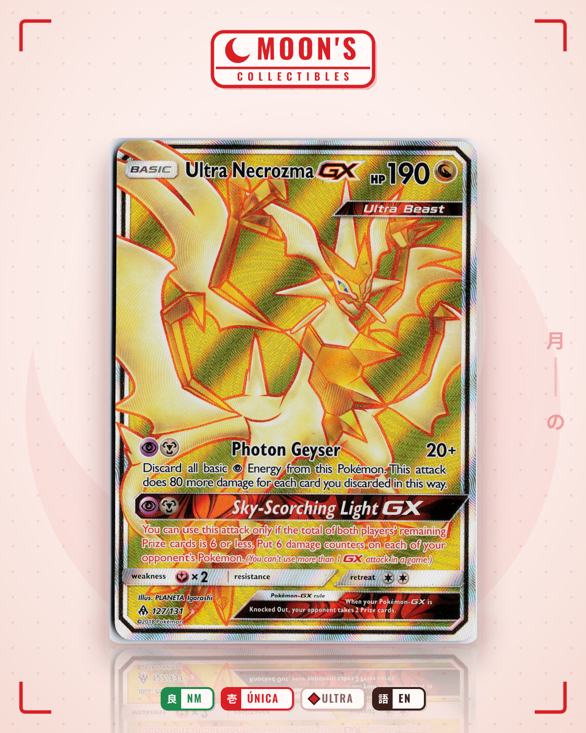 Carta Pokémon Ultra Necrozma-GX · Forbidden Light #127/131 (NM) — pieza única en Moon's Collectibles México