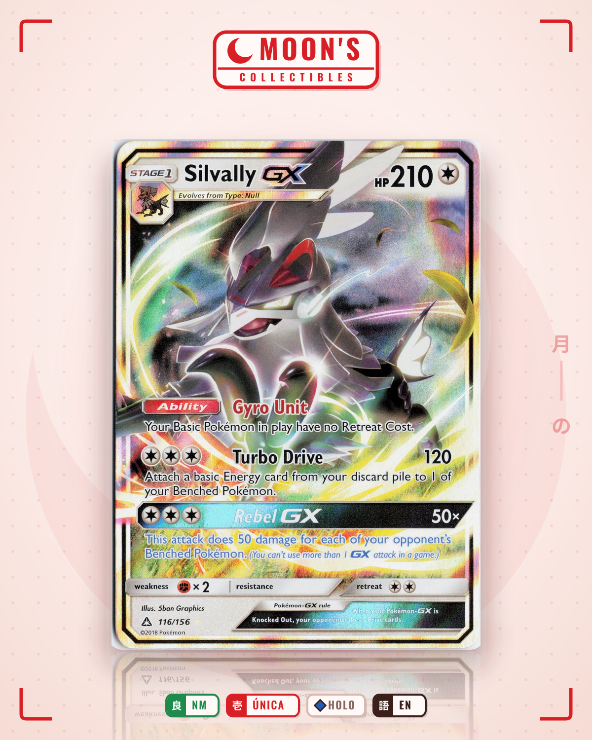 Carta Pokémon Silvally-GX · Ultra Prism #116/156 (NM) — pieza única en Moon's Collectibles México
