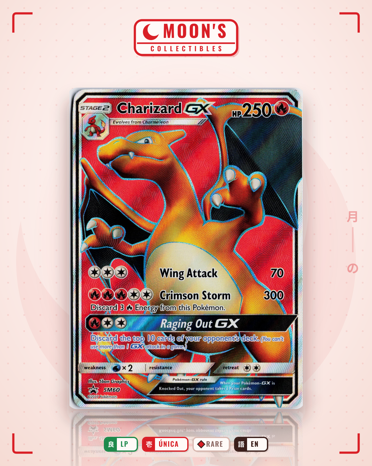 Carta Pokémon Charizard-GX · SM Black Star Promos #SM60 (LP) — pieza única en Moon's Collectibles México