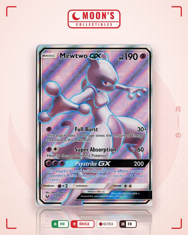 Carta Pokémon Mewtwo-GX · Shining Legends #72/73 (NM) — pieza única en Moon's Collectibles México